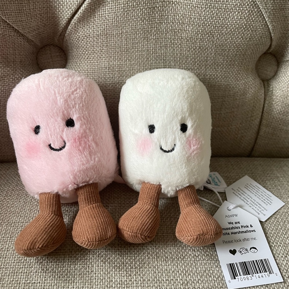 Jellycat Pink and White Plush Marshmallows